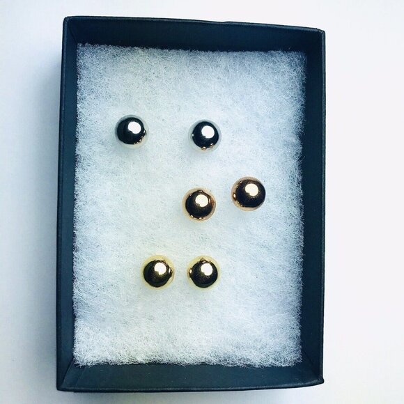 14k earrings 8mm ball stud earrings yellow gold rose gold white gold LOT - Picture 4 of 9